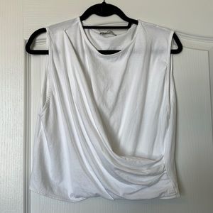 Semi cropped white Zara top.
